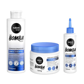 Kit com Condicionador e Máscara de Hidratação SOS Bomba Original + Tônico Fortalecedor Crescimento Acelerado Salon Line