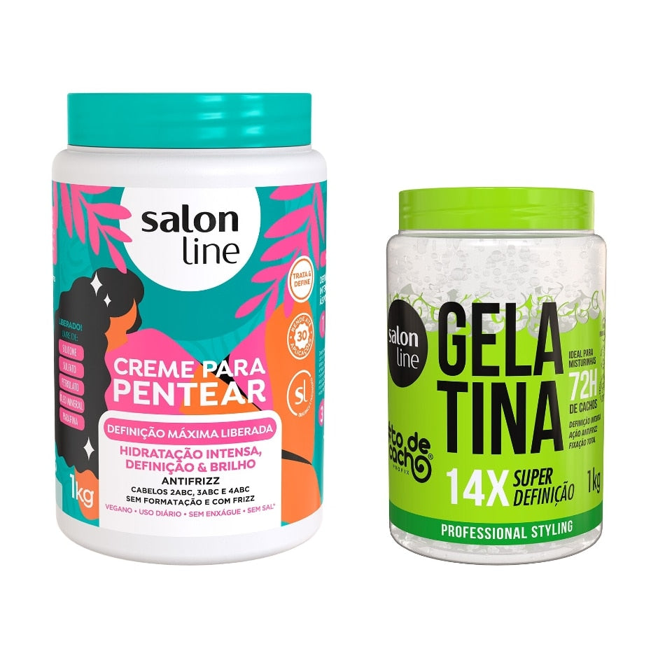 Kit Creme Definição Máxima+Gelatina Super Definição 1kg SaLon Line