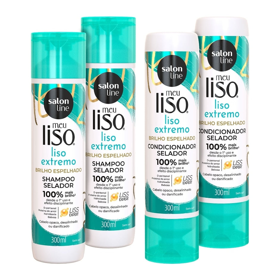 Kit 2 Shampoos 2 Condicionadores Meu Liso Extremo Salon Line