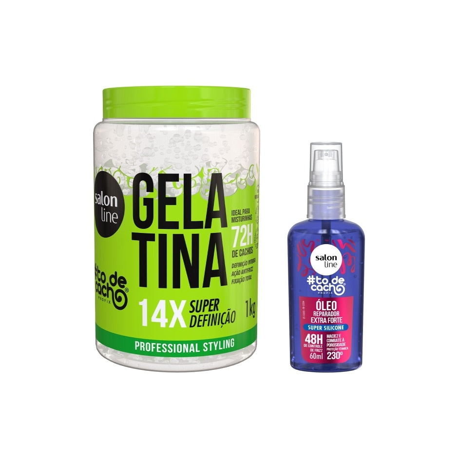 Kit Gelatina #todecacho Super Definição + Óleo Reparação Extra Forte #todecacho