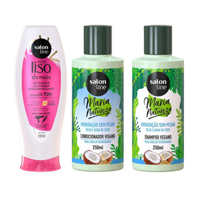 Kit Finalização cabelos lisos Maria Natureza + Defrizante Meu Liso Demais Salon Line