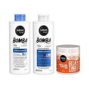 Kit Shampoo e Condicionador SOS Bomba Crescimento + Gelatina Nutritiva #todecacho