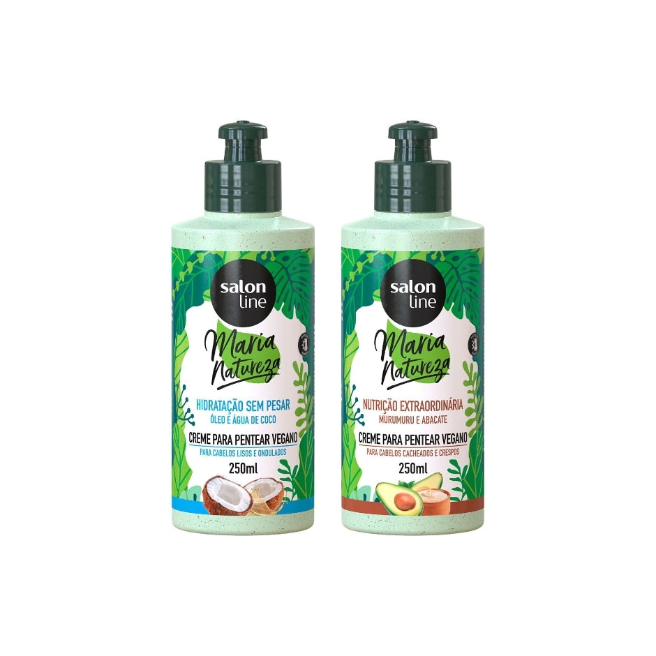 Kit com 2 Cremes Para Pentear Maria Natureza Hidratação e Nutrição Salon Line