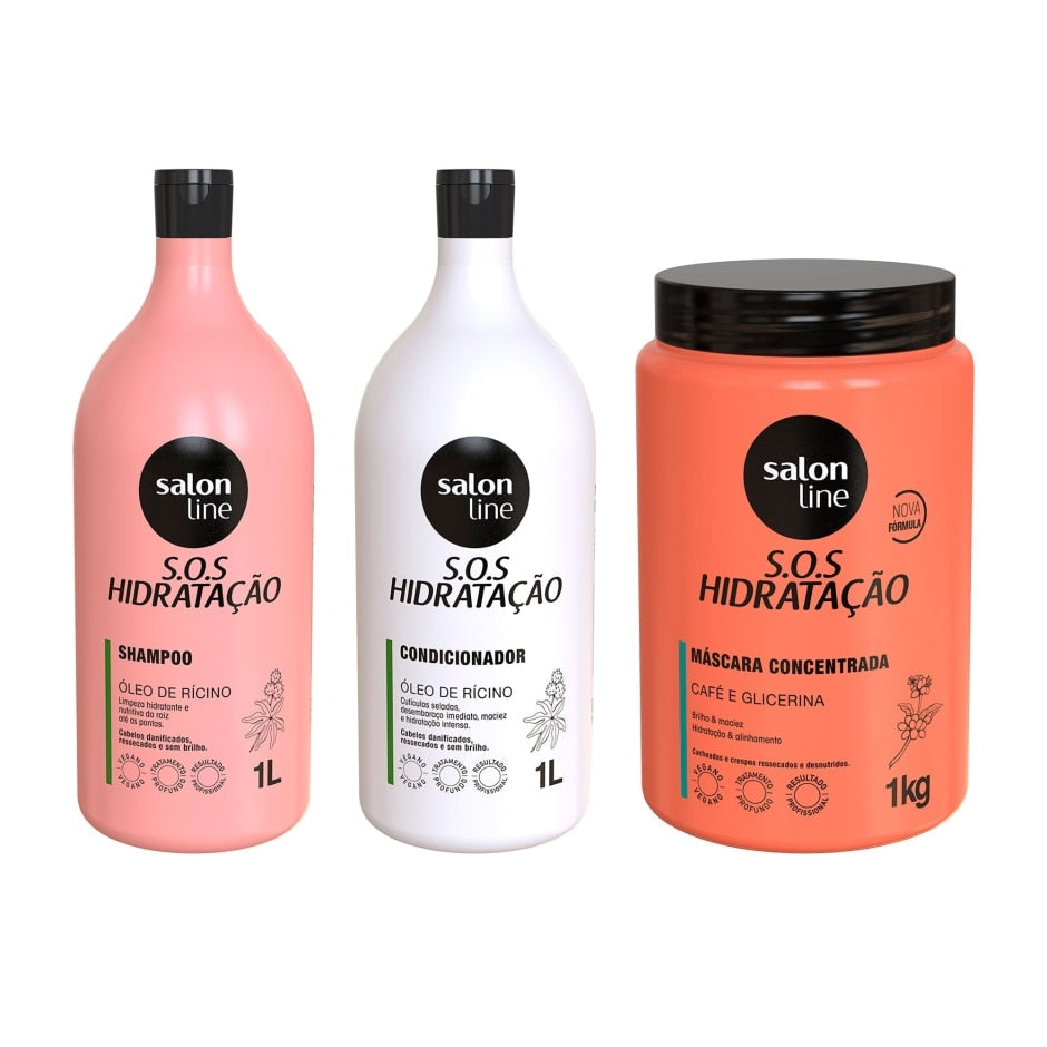 Kit SOS Hidratação Turbinado com Máscara Cachos e Crespos Salon Line