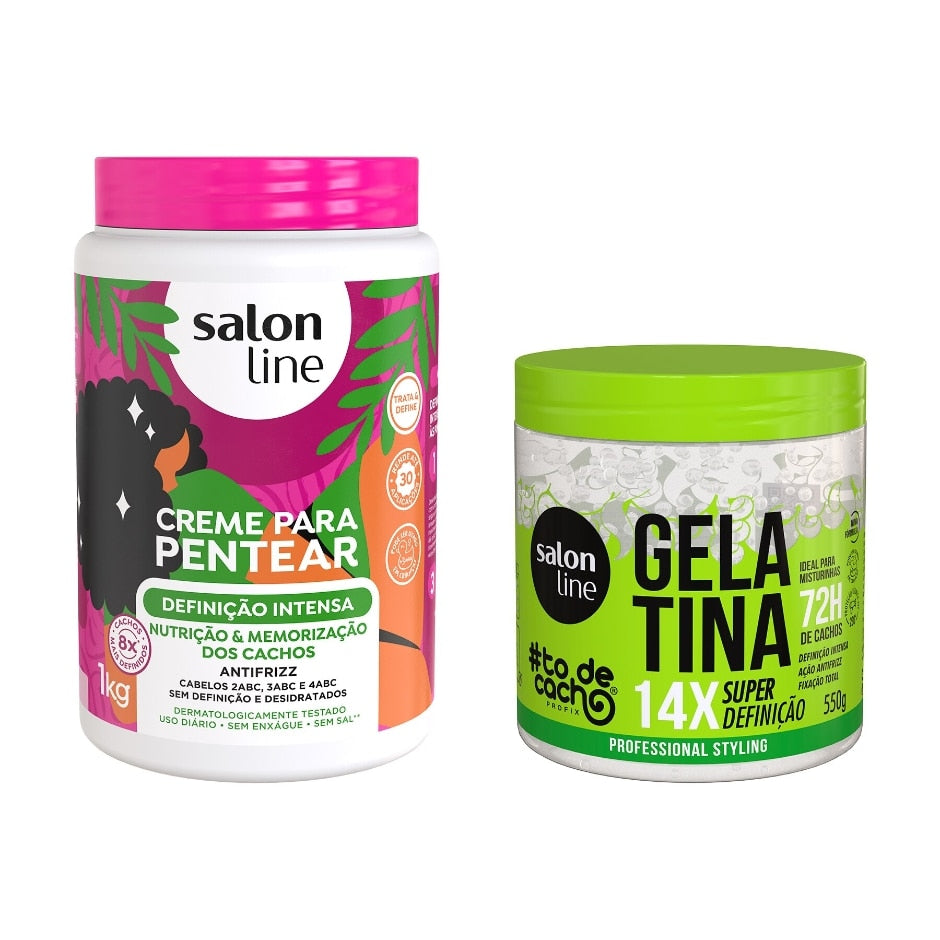 Kit Definição Gelatina #todecacho 550g + Creme para Pentear 1 kg - Salon Line