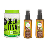 Kit Gelatina #todecacho Super Definição + 2 Óleos SOS Cachos Óleo de Coco