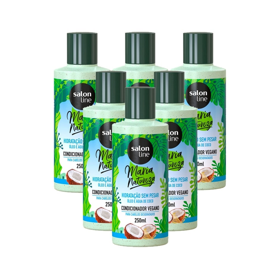 Caixa com 6 unidades de Condicionador Maria Natureza Hidratação Sem Pesar Salon Line 250ml