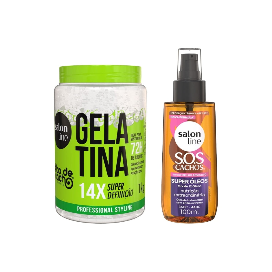 Kit Gelatina #todecacho Super Definição + Óleo Sos Cachos Super óleos