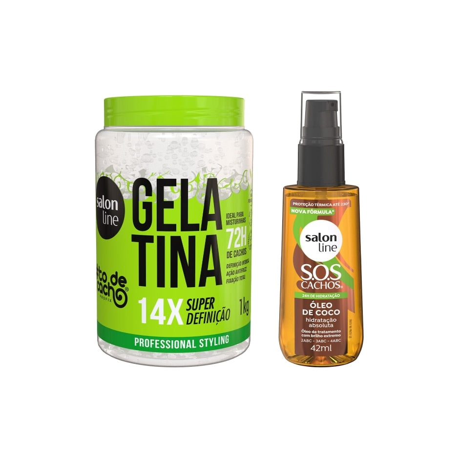 Kit Gelatina #todecacho Super Definição + Óleo SOS Cachos Óleo de Coco