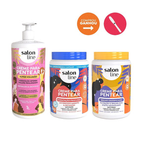 Kit Hidratados e Volumosos com 3 cremes para pentear 1kg Salon Line