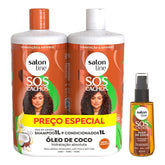 Kit SOS Cachos Coco Shampoo e Condicionador Litrão + Óleo