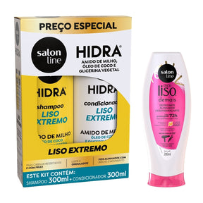 Kit para cabelos lisos com Hidra Liso Extremo e Meu Liso Demais Salon Line