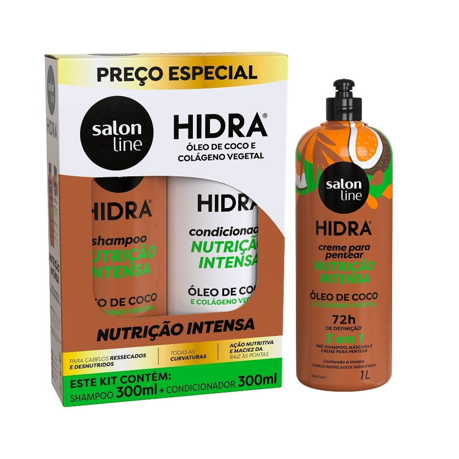 Kit Hidratação com Protetor Solar para Cabelos Hidra Coco Salon Line