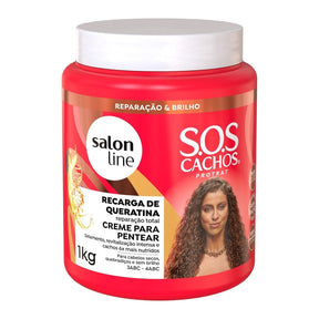 SOS Cachos Recarga de Queratina Creme para Pentear Reparação Total 1kg