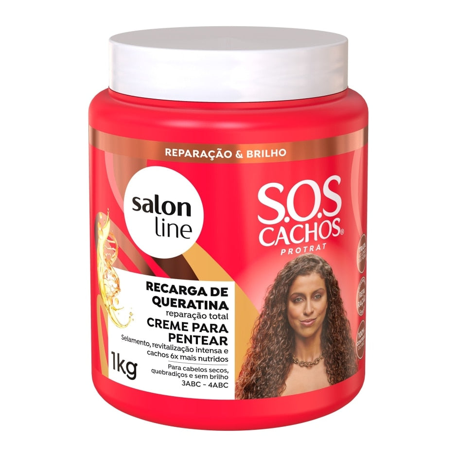 SOS Cachos Recarga de Queratina Creme para Pentear Reparação Total 1kg