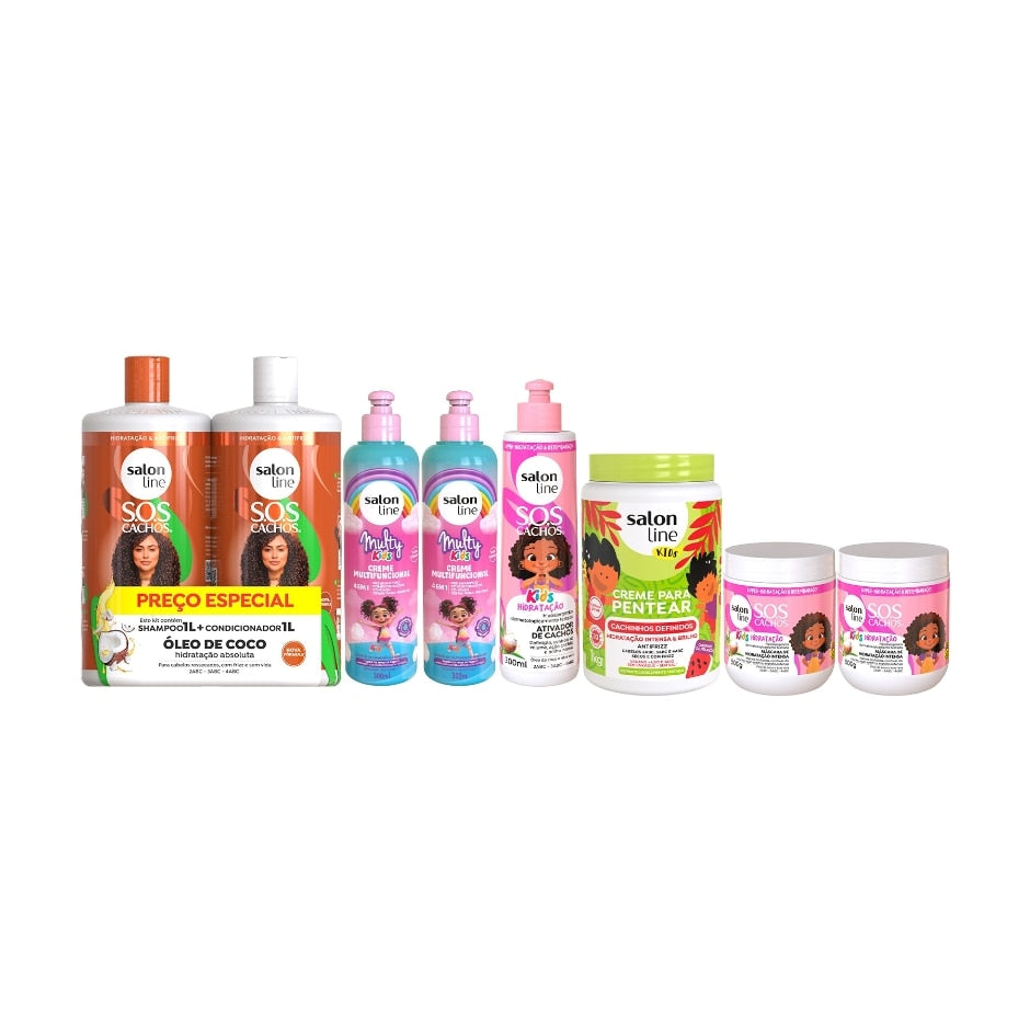 Kit Kids Shampoo, Condicionador, Máscara e finalizadores Salon Line