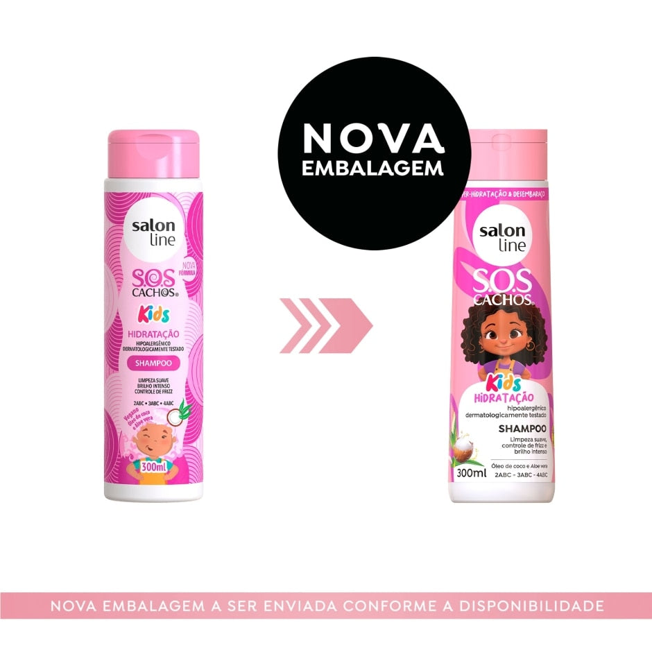 Kit SOS Kids 2 Shampoo 2 Condicionador 2 Máscara 2 Ativador 2 Creme Salon Line