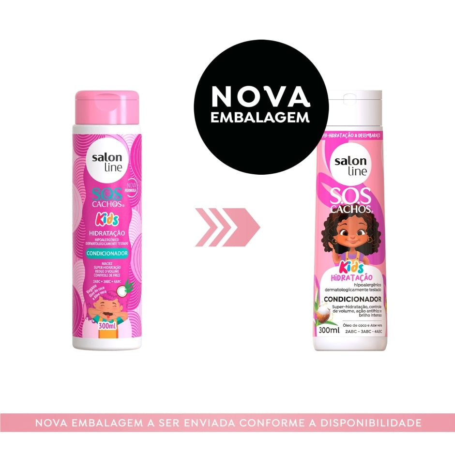 Kit com Condicionador e Creme para Pentear Kids + Tônico Fortalecedor Salon Line