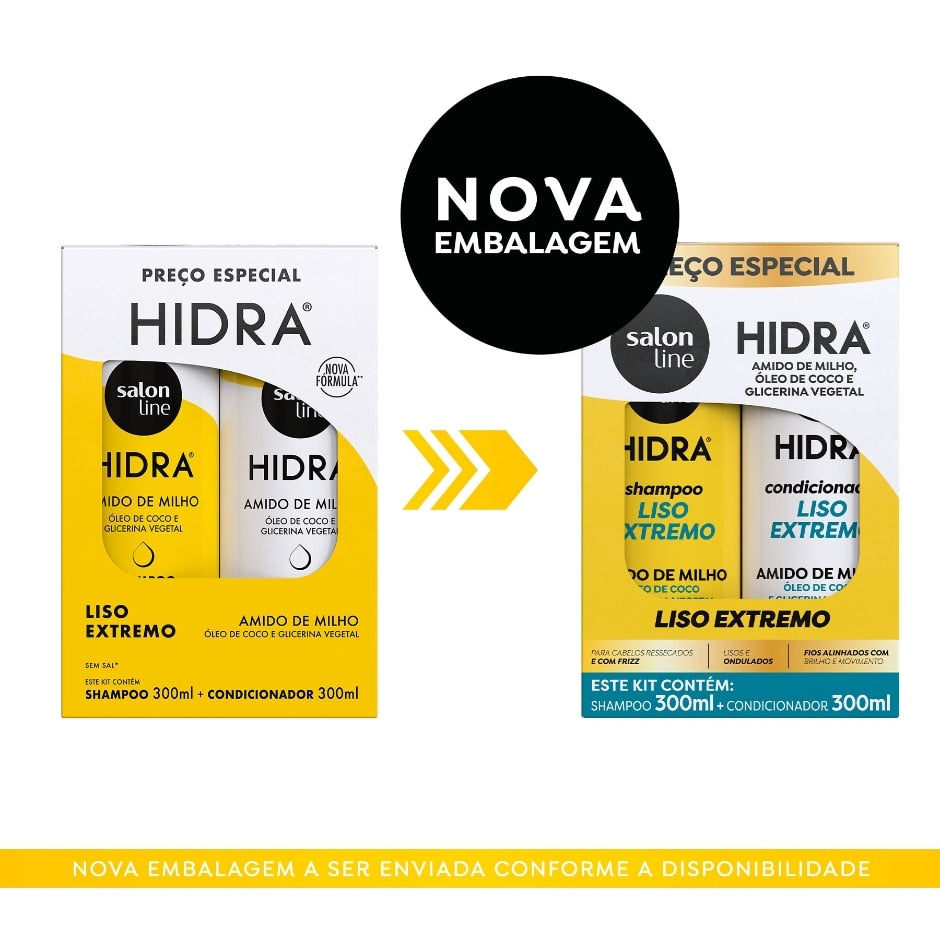 Kit para cabelos lisos com Hidra Liso Extremo e Meu Liso Demais Salon Line