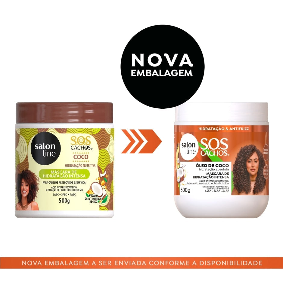 Kit com Shampoo, Condicionador, Máscara e Gel Definidor SOS Cachos Salon Line