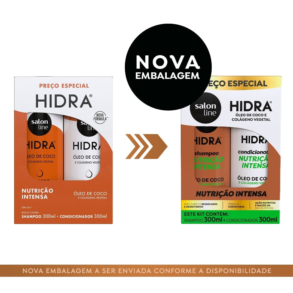 Kit com Shampoo, Condicionador, Ativador de Cachos Hidra Coco + Máscara SOS Hidratação Turbinada Salon Line