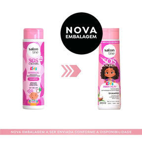 Kit Shampoo + Condicionador + Creme para Pentear 300ml SOS Cachos Kids Hidratação Salon Line