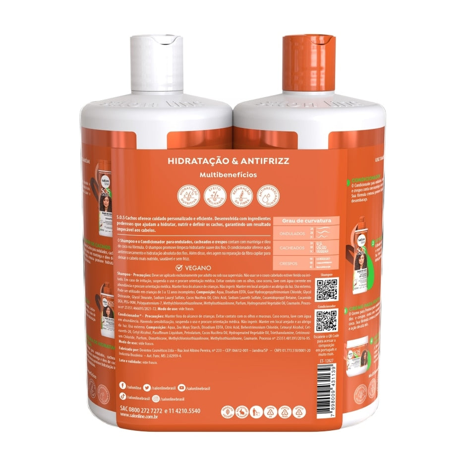 Kit SOS Cachos Coco Familia com Creme de pentear 1kg Salon Line