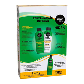 Kit com 2 Shampoos + 2 Condicionadores da linha Hidra + Máscara SOS Hidratação Bio-Reconstrução Salon Line