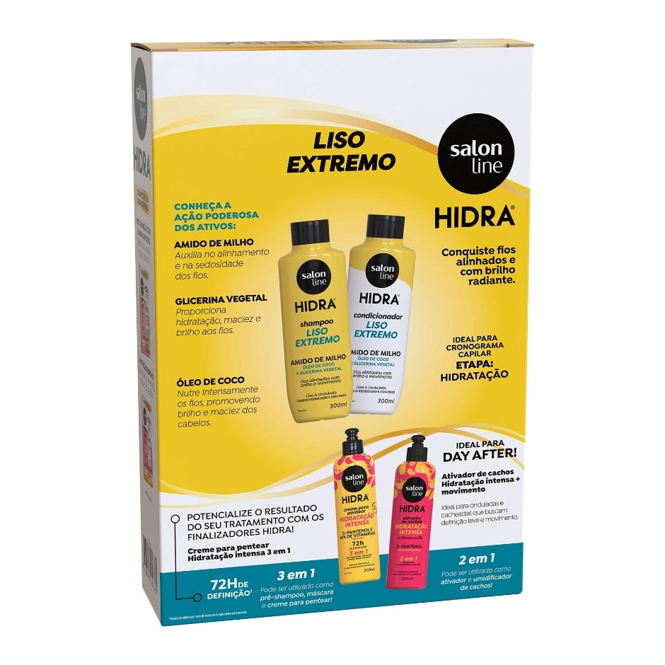 Kit para cabelos lisos com Hidra Liso Extremo e Meu Liso Demais Salon Line